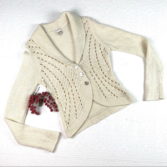 Evelyn Lambswool Cardigan Sweater SZ M - Picture 2 of 6